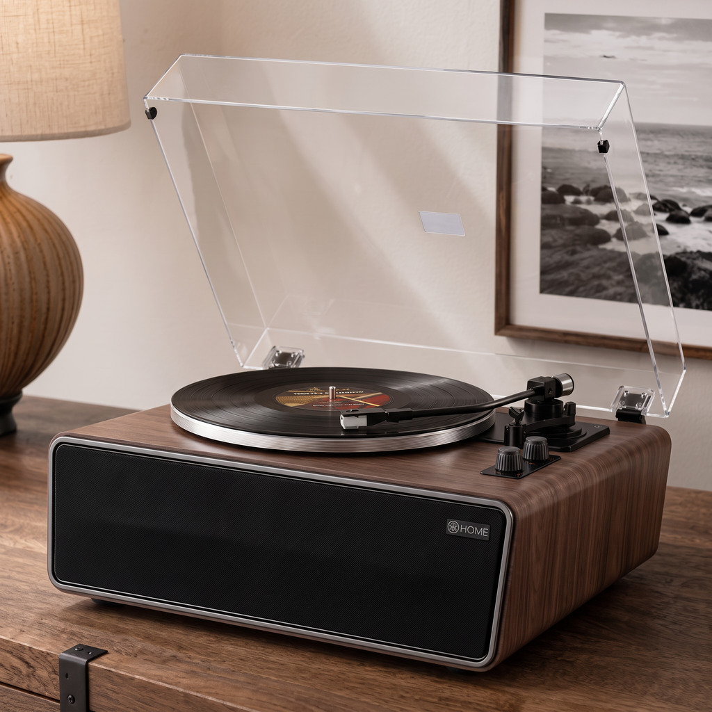 Platine vinyle Matrice en noyer, façade noire